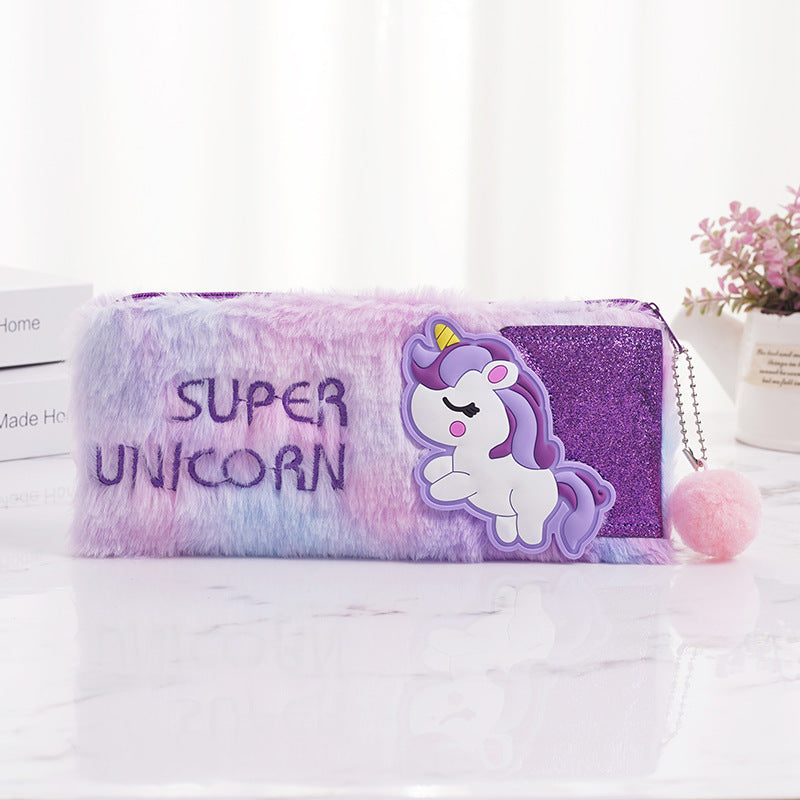 Wholesale Unicorn Colorful Plush Pen Bags