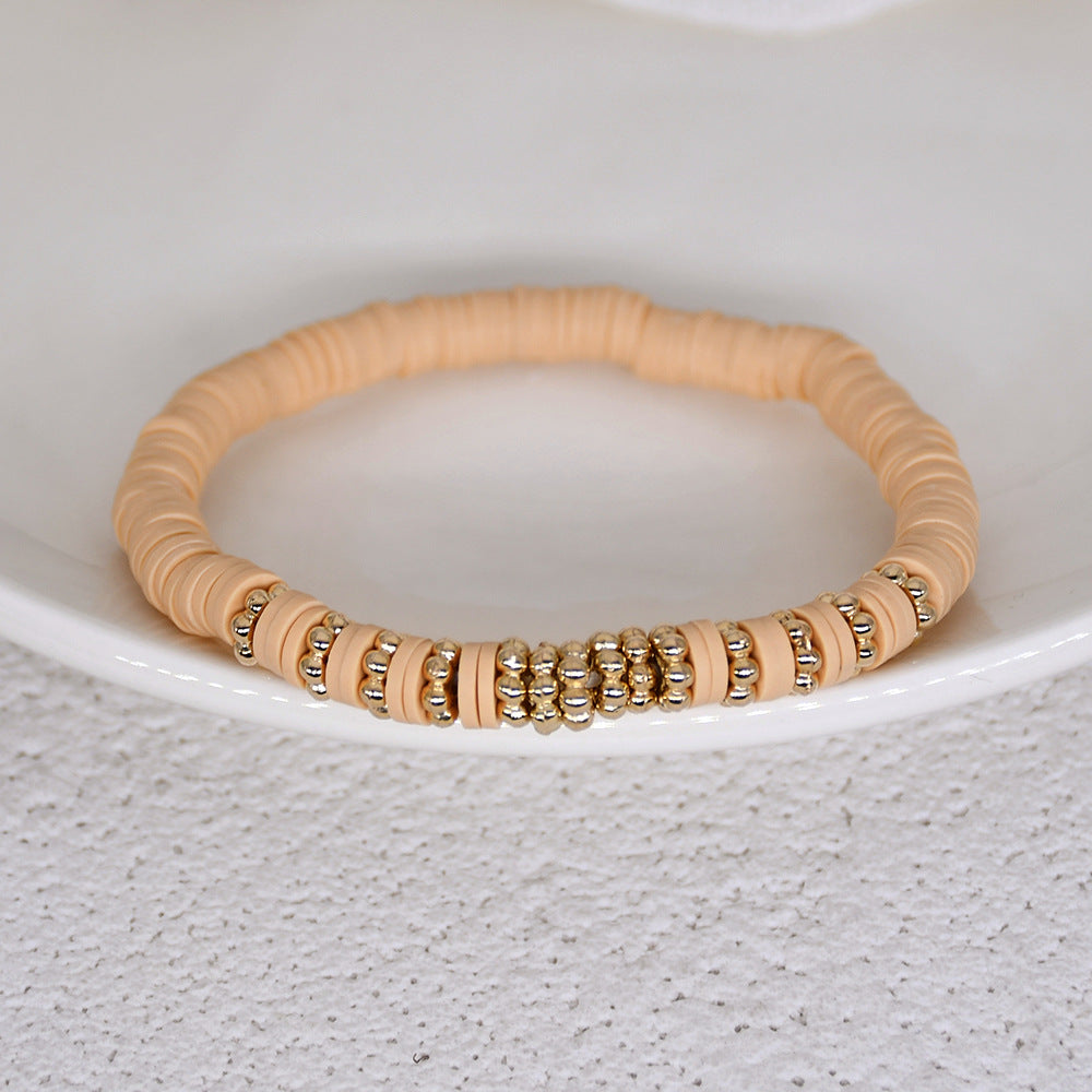 Wholesale Bohemian Style Soft Clay Letter Bracelet Combination Set