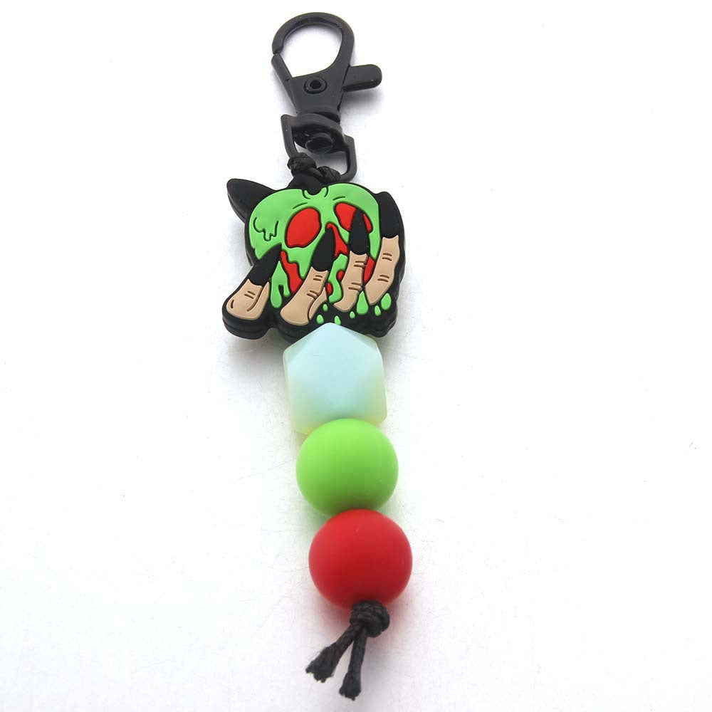 Wholesale Silicone Luminous Beaded Halloween Keychain
