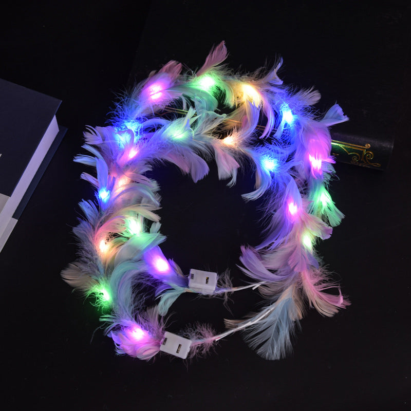 Wholesale Plush Luminous Goose Feather Wreath