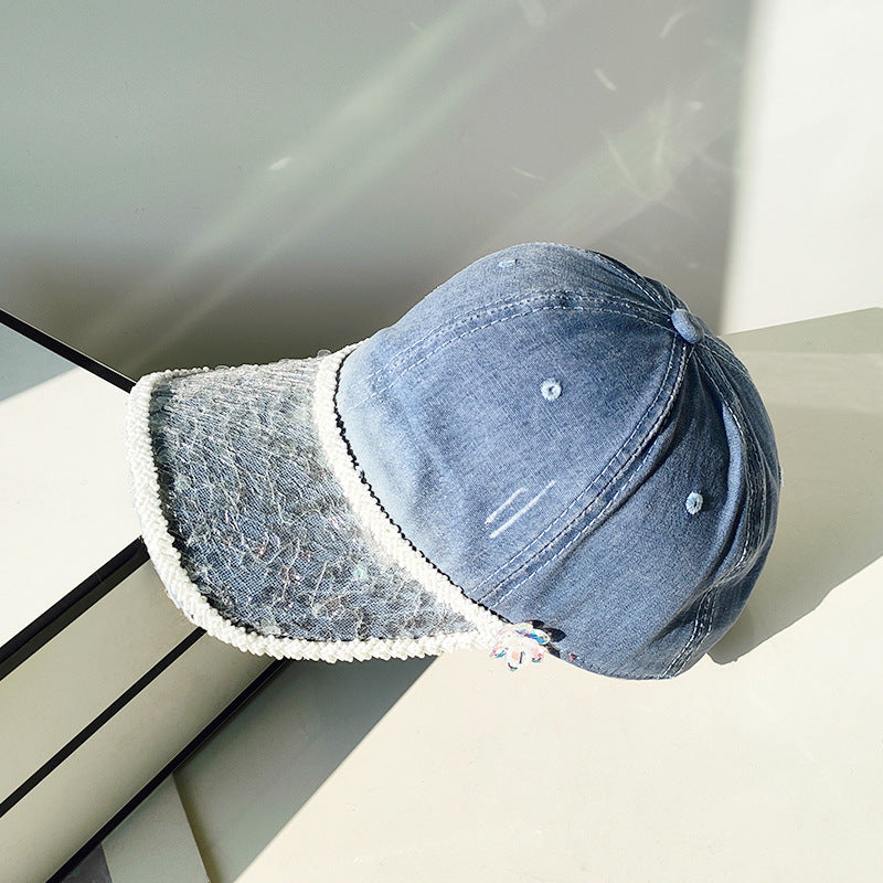 Wholesale New Colorful Sequin Pearl Deep Top Gradient Hole Cloud Bow Baseball Cap