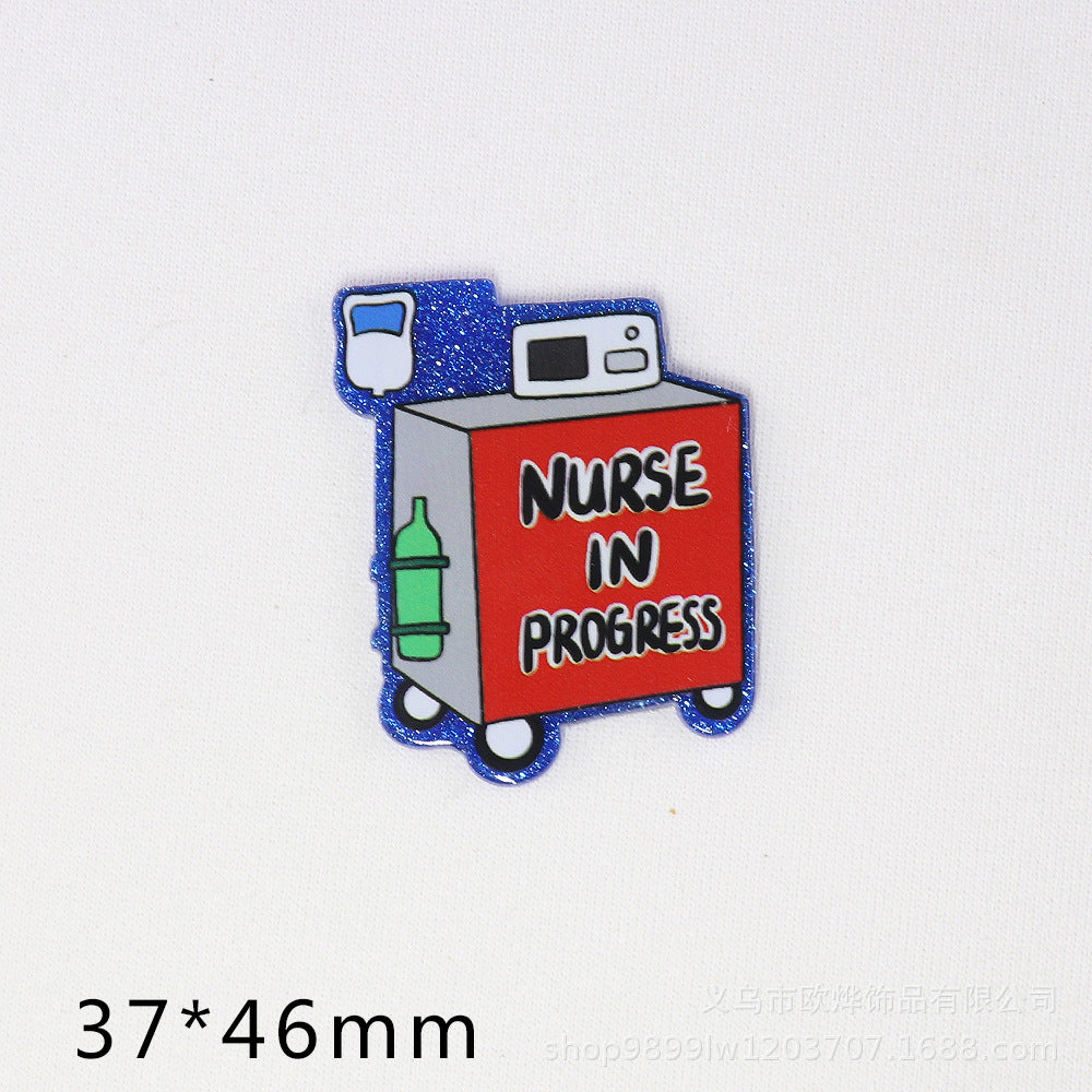 Wholesale   10pcs/pack  Cartoon letter rainbow heart bag accessories Acrylic Flatback