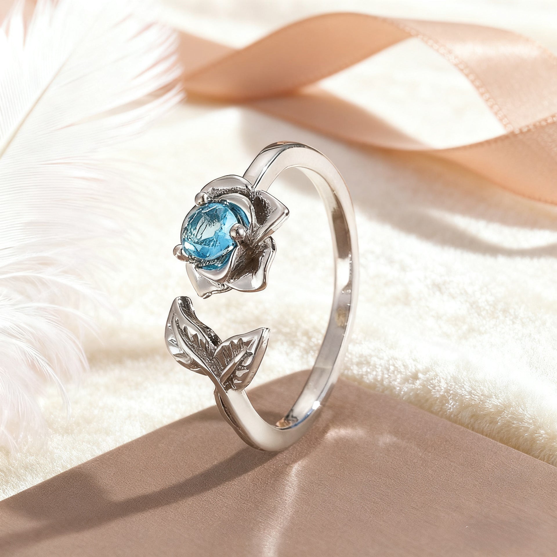 Wholesale Valentine' s Day  Open Diamond Fishtail Retro Rose Ring