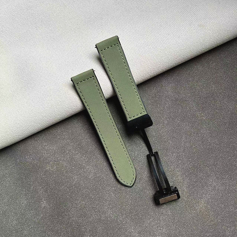 Wholesale Suitable for Major Brands of Crazy Horse Pattern Silicone Leather Strap Magnetic Buckle Pin Buckle Watch Strap