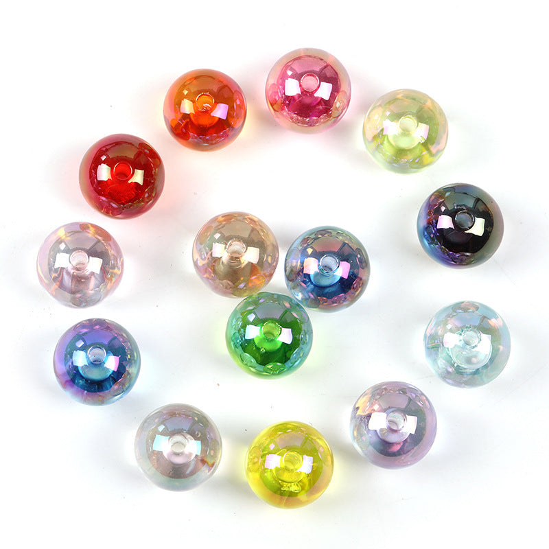 Wholesale 100pcs 16mm Acrylic Color UV Electroplating Round Beads Diy Jewelry Accessories Beads