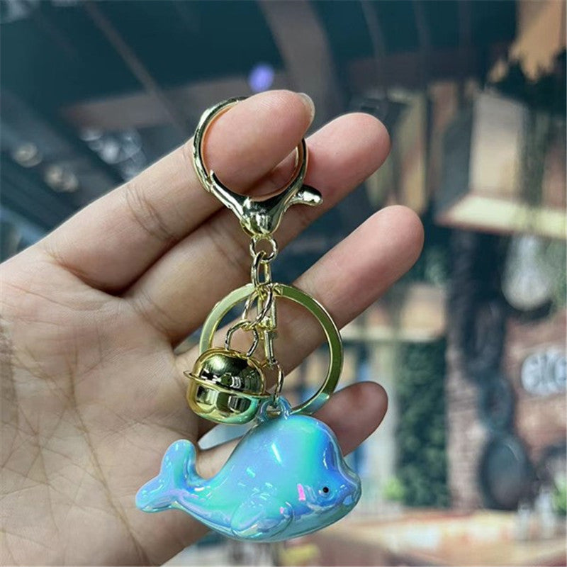 Wholesale Electroplating Colorful Dolphin Color Changing Bell Acrylic Keychain