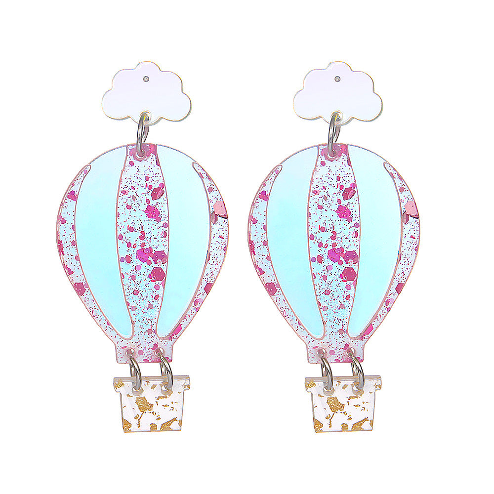Wholesale new fashion earrings trend creative acrylic colorful hot air balloon Christmas earrings jewelry earrings