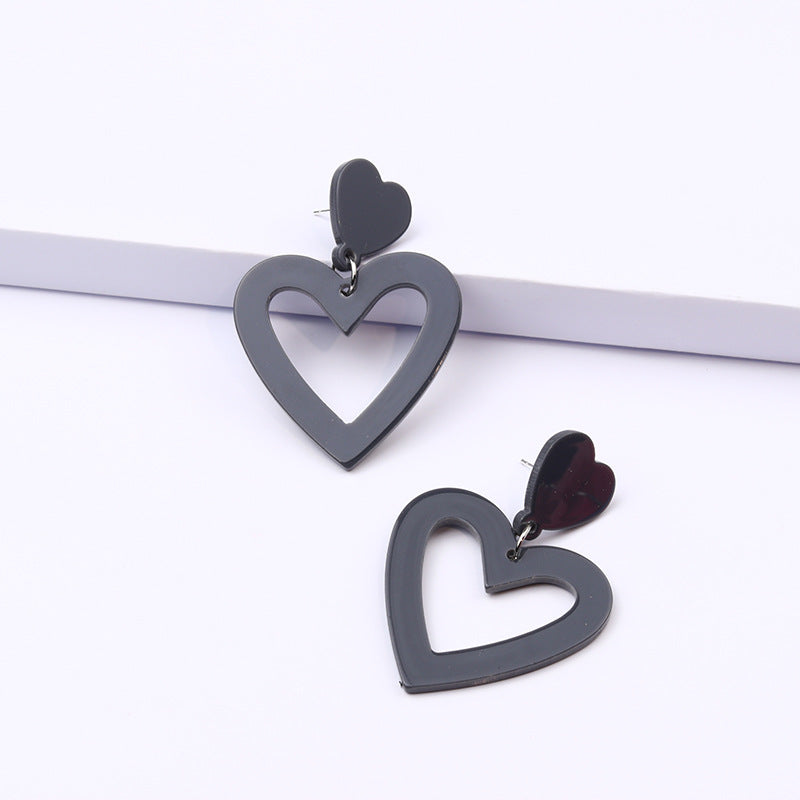 Wholesale Colorful heart-shaped big water droplets  Acrylic Earrings