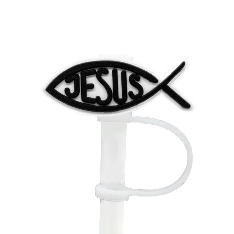 Wholesale of 10pcs God Cross Silicone Dustproof Straw Stoppers