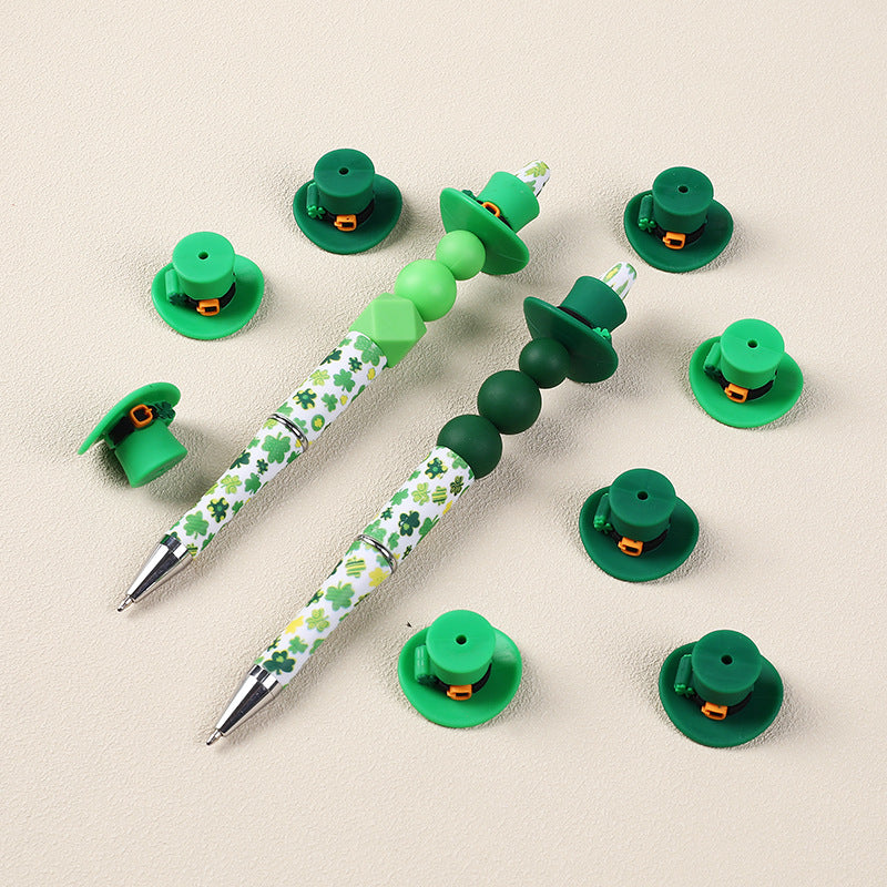 Wholesale 20pcs 3D St. Patrick's Day DIY Silicone Baby Cartoon Gum Beads Clover Beads