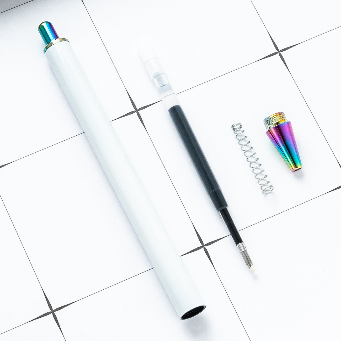 Wholesale Heat Transfer Push Metal Crystal Sticker Pen Push White Ballpoint Pen