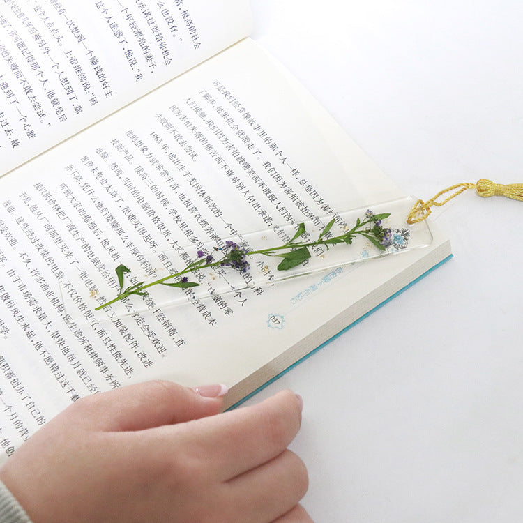 Wholesale 6pcs Dried Flower Glue Colored Tassel Bookmarks