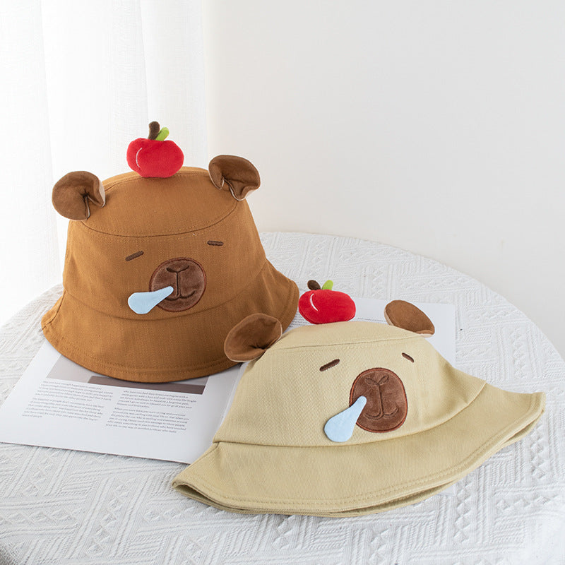 Wholesale Kapibala Apple Fisherman Hat Casual Cartoon Cute Sun Protection Bucket Hat