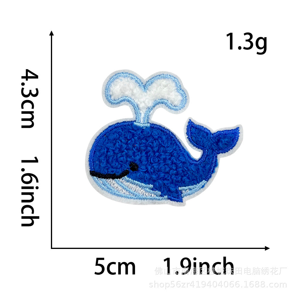 Wholesale Cartoon Animal Rainbow Sun Whale Series Towel Embroidered Patches Self Adhesive DIY Accessory For Shoes Hats Fashion Gift