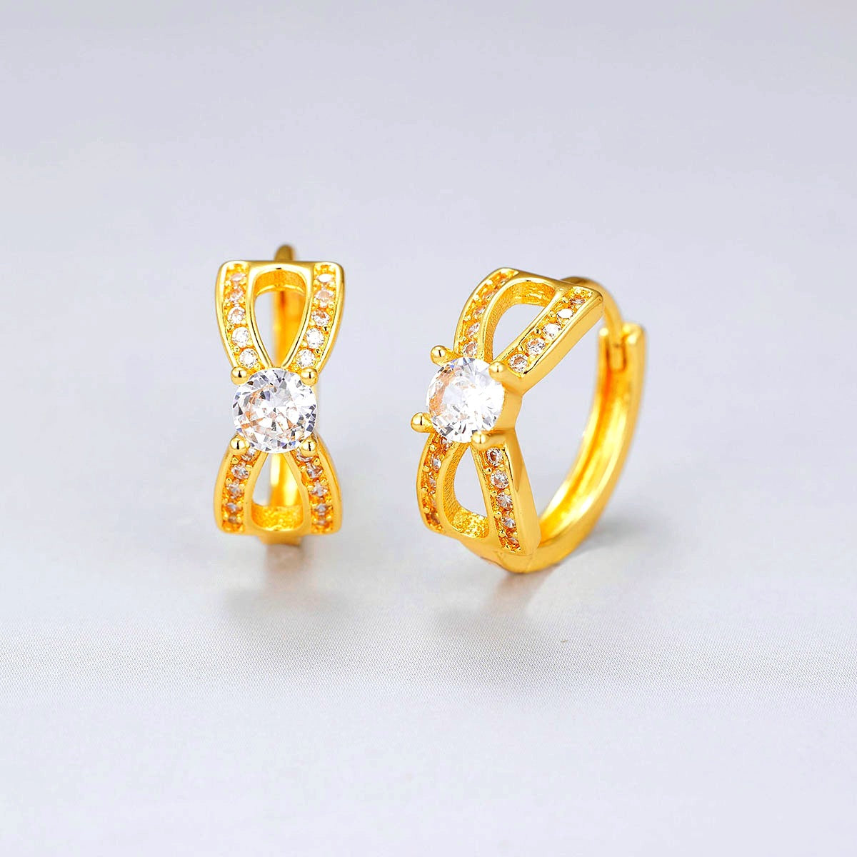 Wholesale Zircon Bow Earrings,  Niche Design