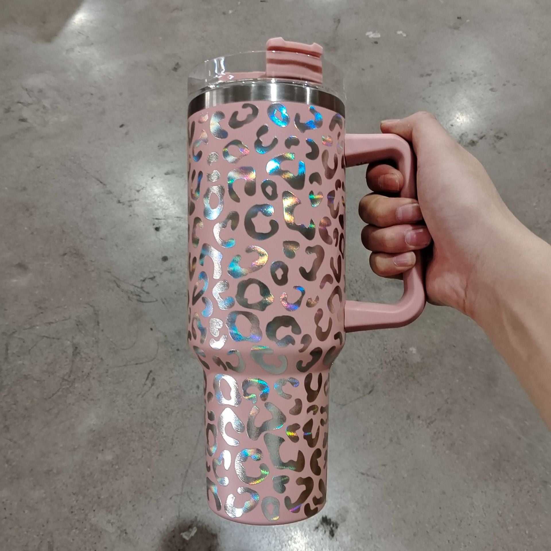 Wholesale 40oz Hot Silver Handle Car Cup Stainless Steel Insulation Ice Cup