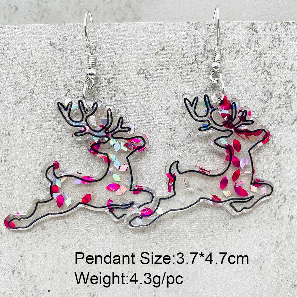 Wholesale Christmas Acrylic Lights Elk Dwarf Earrings