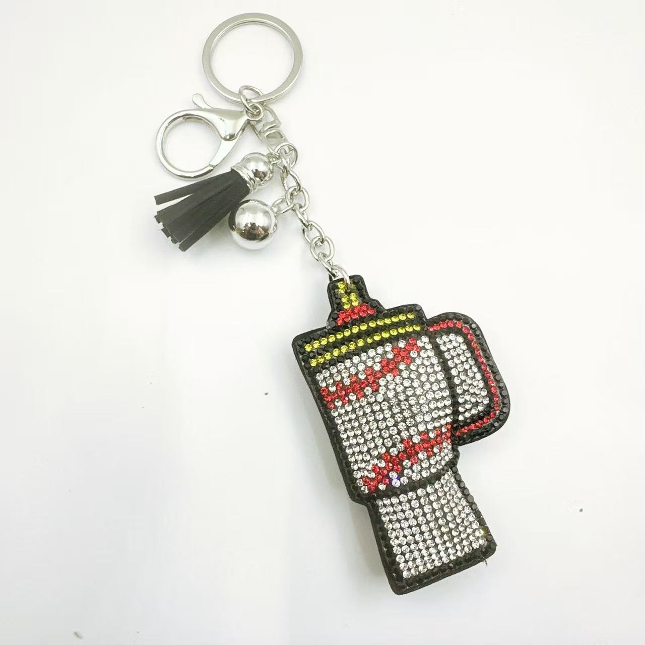 Wholesale Boutique Zinc Alloy Rhinestone Keychain Football Cup Design Bag Charm For Gift