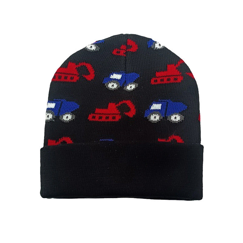 Wholesale Children's Cartoon Digger Knitted Hat To Keep Warm and Cold-proof Ear Protection Woolen Hat