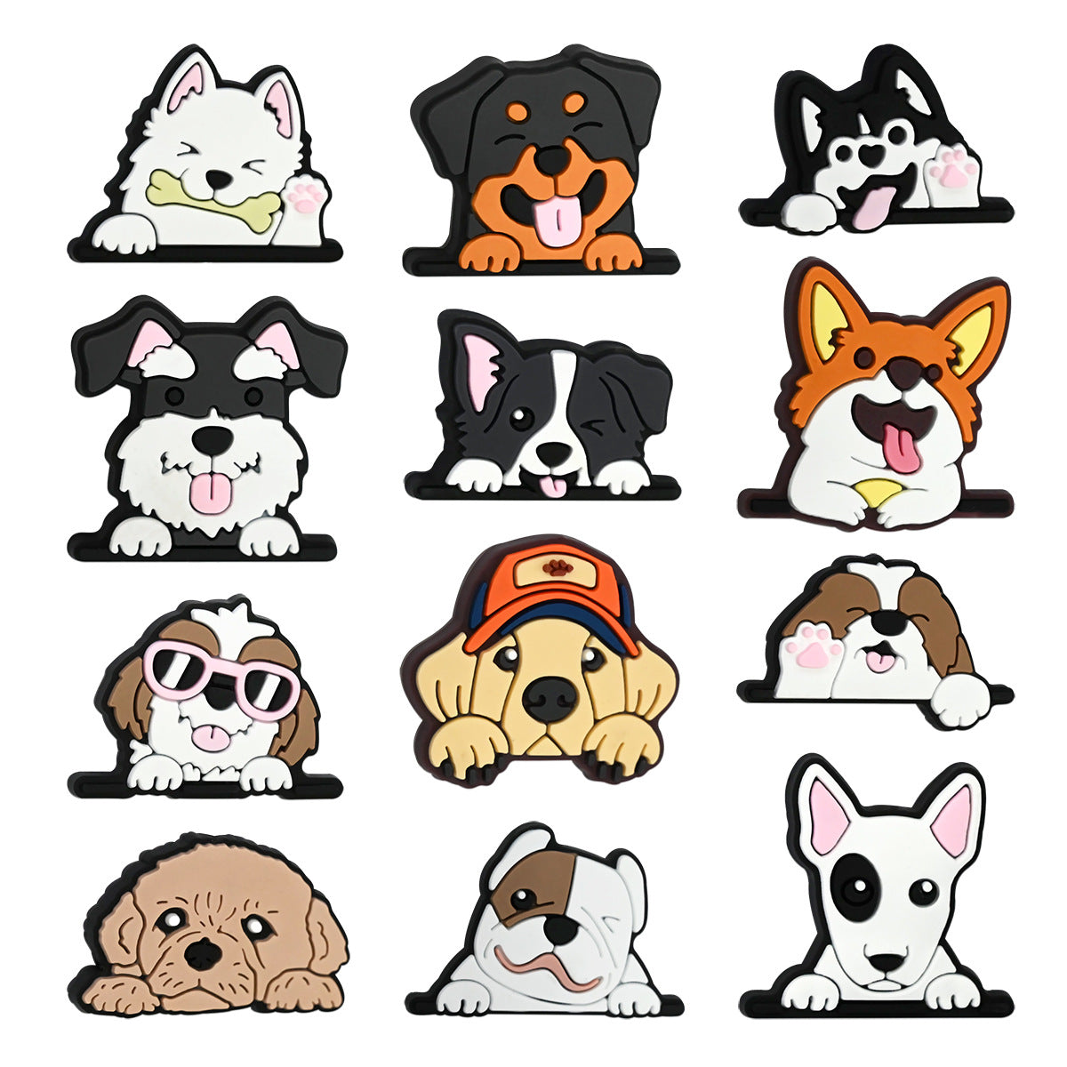 Wholesale  Random 100pcs/pack Cute Cartoon Dog Decorative Soft Rubber Double-Sided Beads
