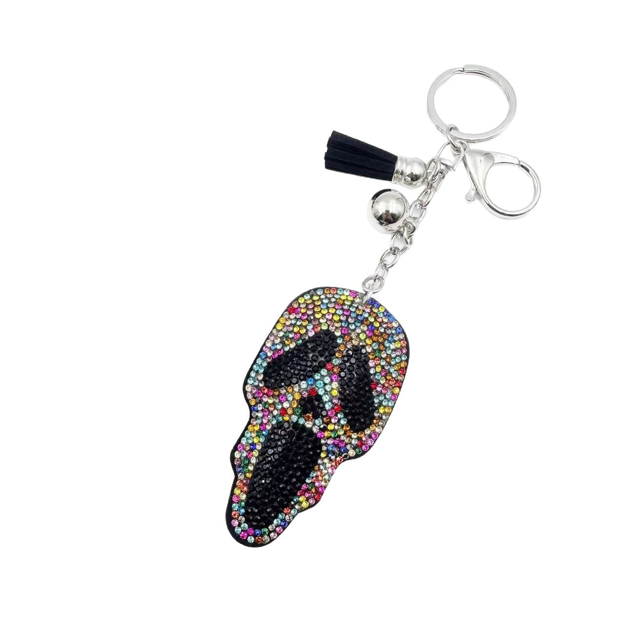 Wholesale 12pcs Hip-Hop Ghost Head Keychain Crystal Gemstone Diamond