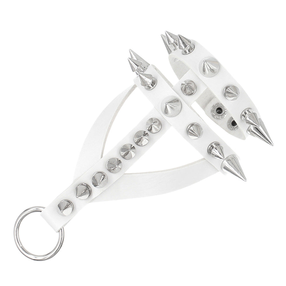 Wholesale Dark Gothic Bracelet Leather Stainless Steel Bracelet