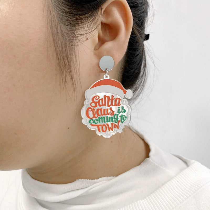 Wholesale Santa Claus Hat Acrylic Earrings