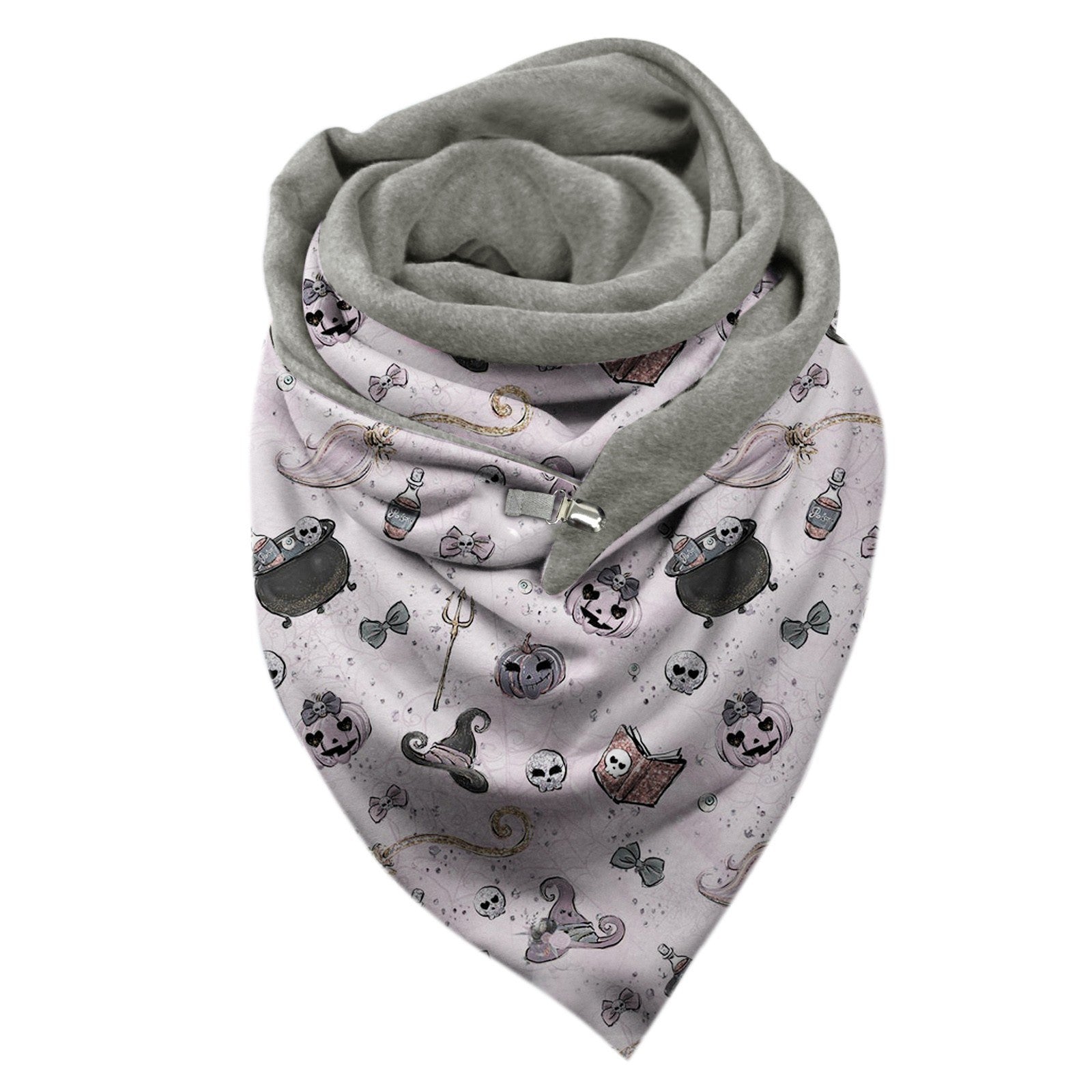 Wholesale Halloween Printed Square Polyester Neck Scarf with Buckle