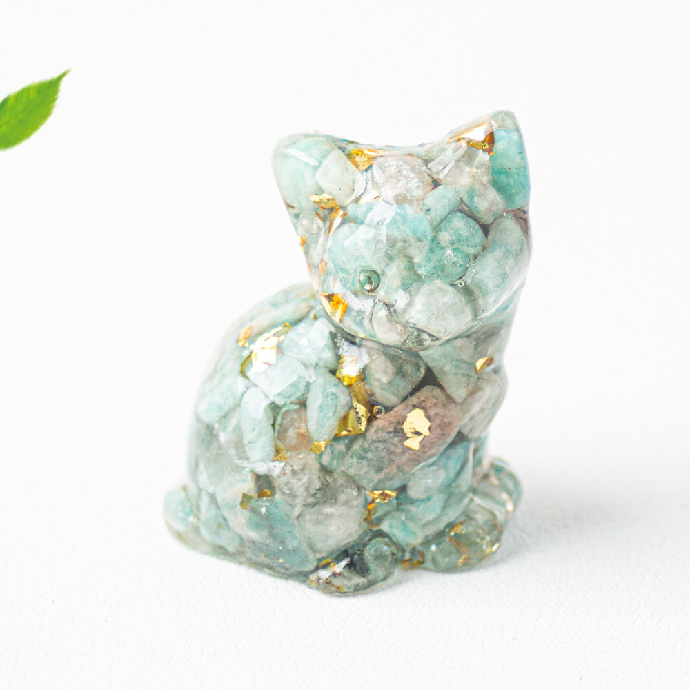 Wholesale Natural crystal gravel cute cat ornaments