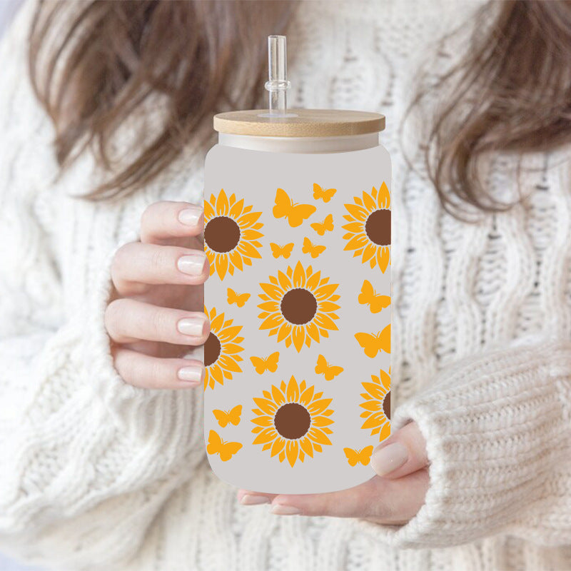 Wholesale Flower Butterfly Cactus 16oz Cup UV DTF Wraps