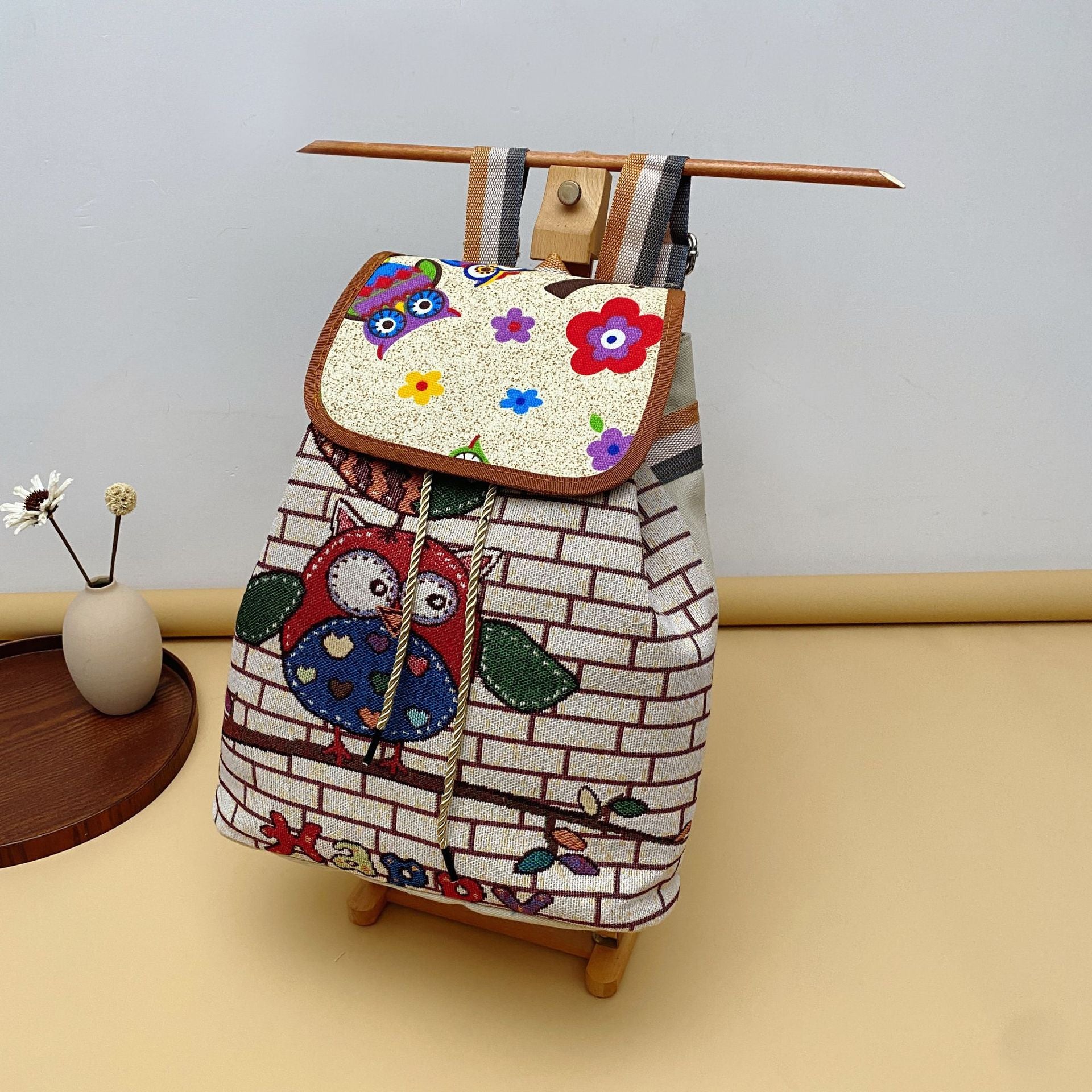 Wholesale Canvas Embroidery Knit Backpack