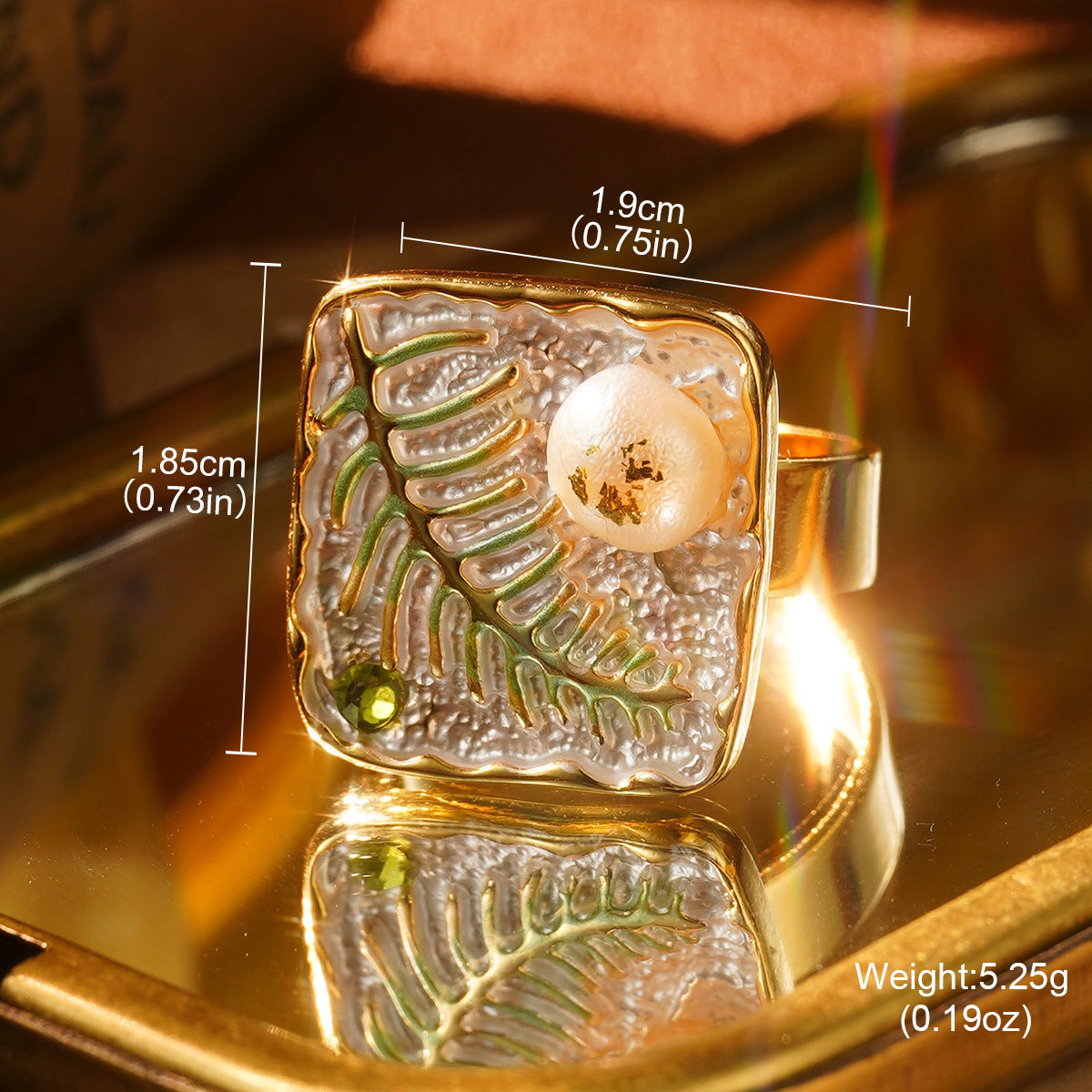 Wholesale French retro temperament enamel oil painting series Baroque natural pearl ring