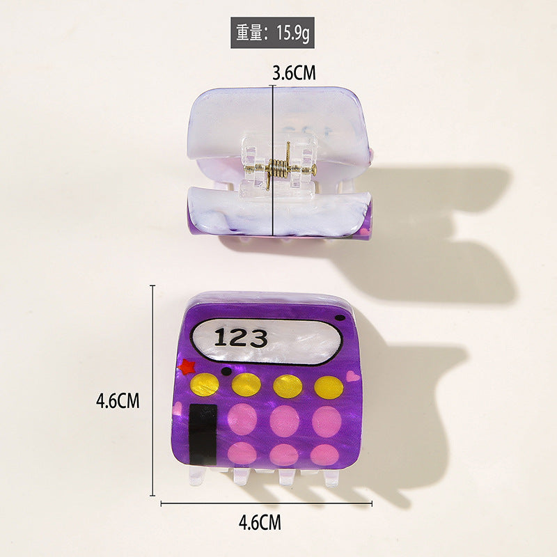 Wholesale Fashion Hair Gripper Clip PVC Cartoon School Bus Pencil Calculator Airplane Design For Women Everyday Styling