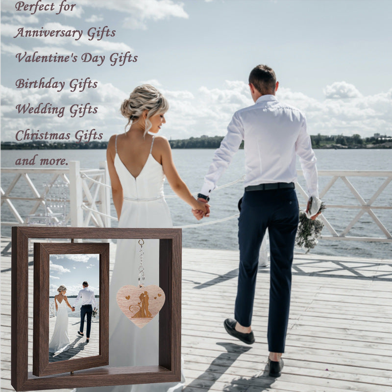 Wholesale Mother's Day Double Sided Rotating Photo Frame 6-inch Wooden Frame Set