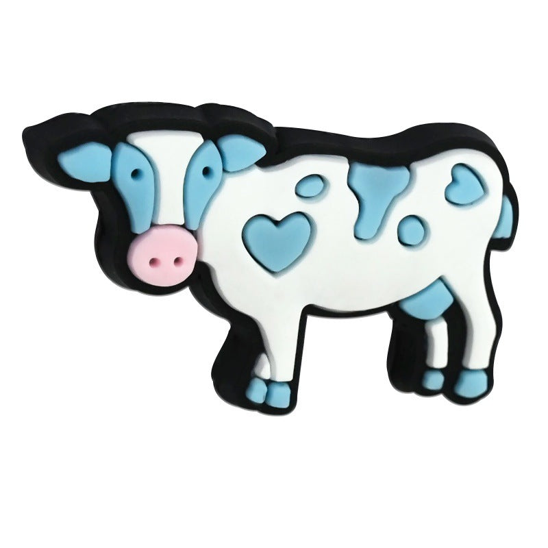 Wholesale 100pcs cartoon colorful cow pen bead accessories DIY soft rubber beads