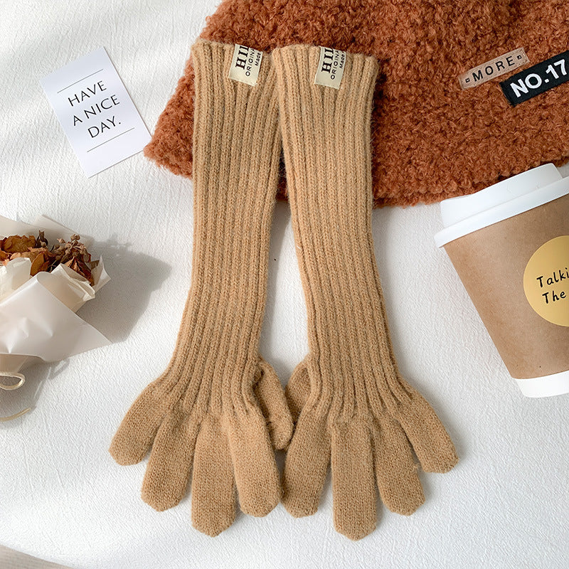 Wholesale Long Knitted Wool Cute Finger Touch Screen Gloves