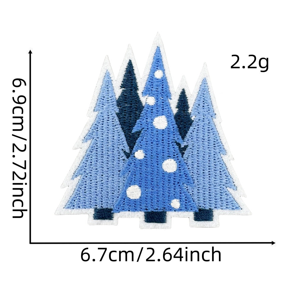 Wholesale Chic Blue Doodle Christmas Embroidery Patches Clothing Applique Stickers DIY Fashion Accessory Gift