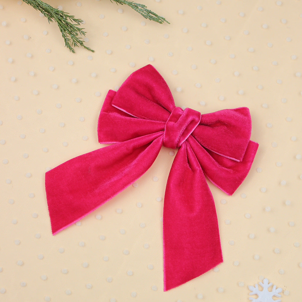 Wholesale 5pcs A-grade Velvet Christmas Velvet Ribbon Bow Sweet Hair Clip