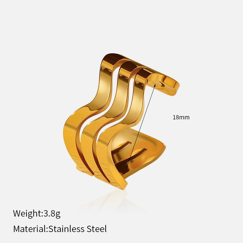 Wholesale Trendy Glossy Open Titanium Steel Ring Stainless Steel 18K Gold Plated Niche Ring