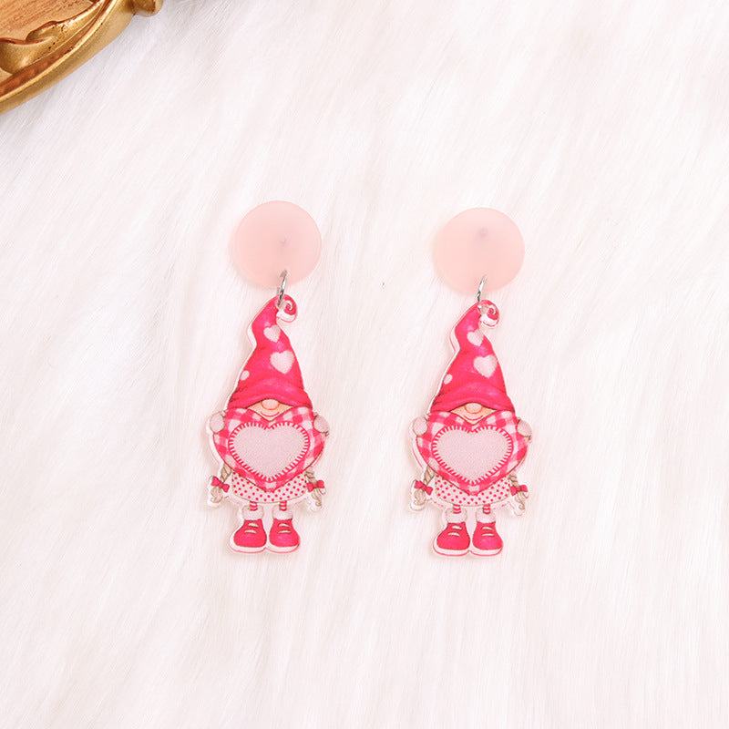 Wholesale Valentine's Day Acrylic Love Cat Dwarf Flamingo Earrings