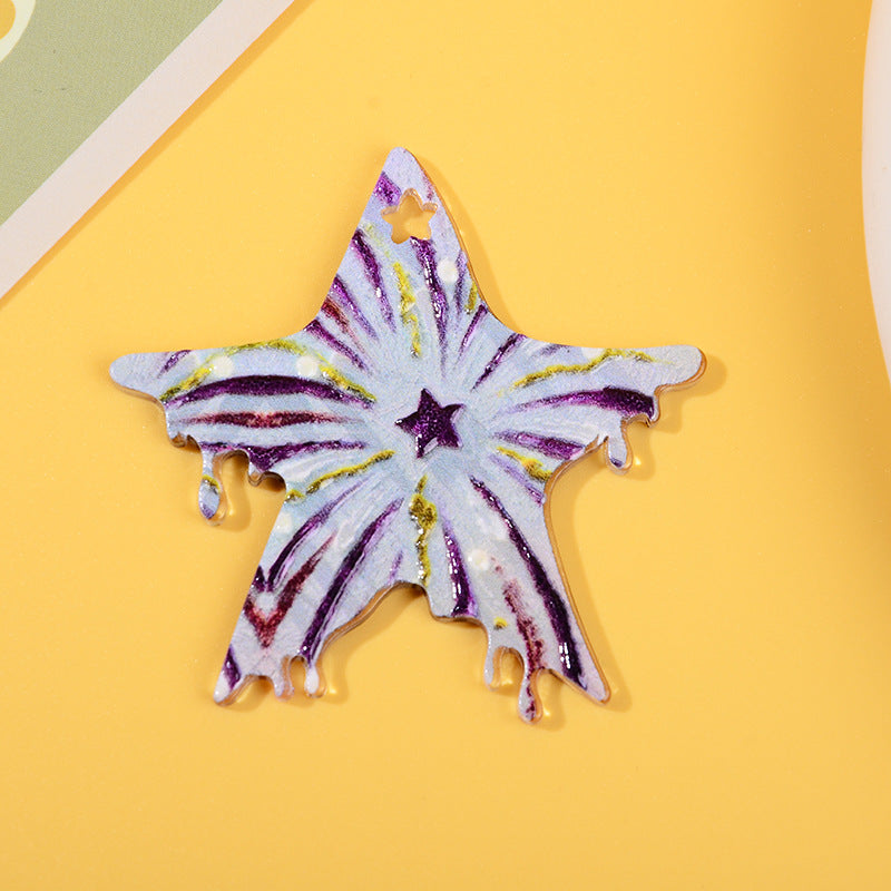 Wholesale 10pcs/ pack fireworks five-pointed star pendant diy keychain pendant