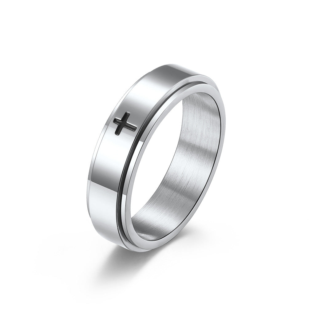 Wholesale Cross rotatable stainless steel ring