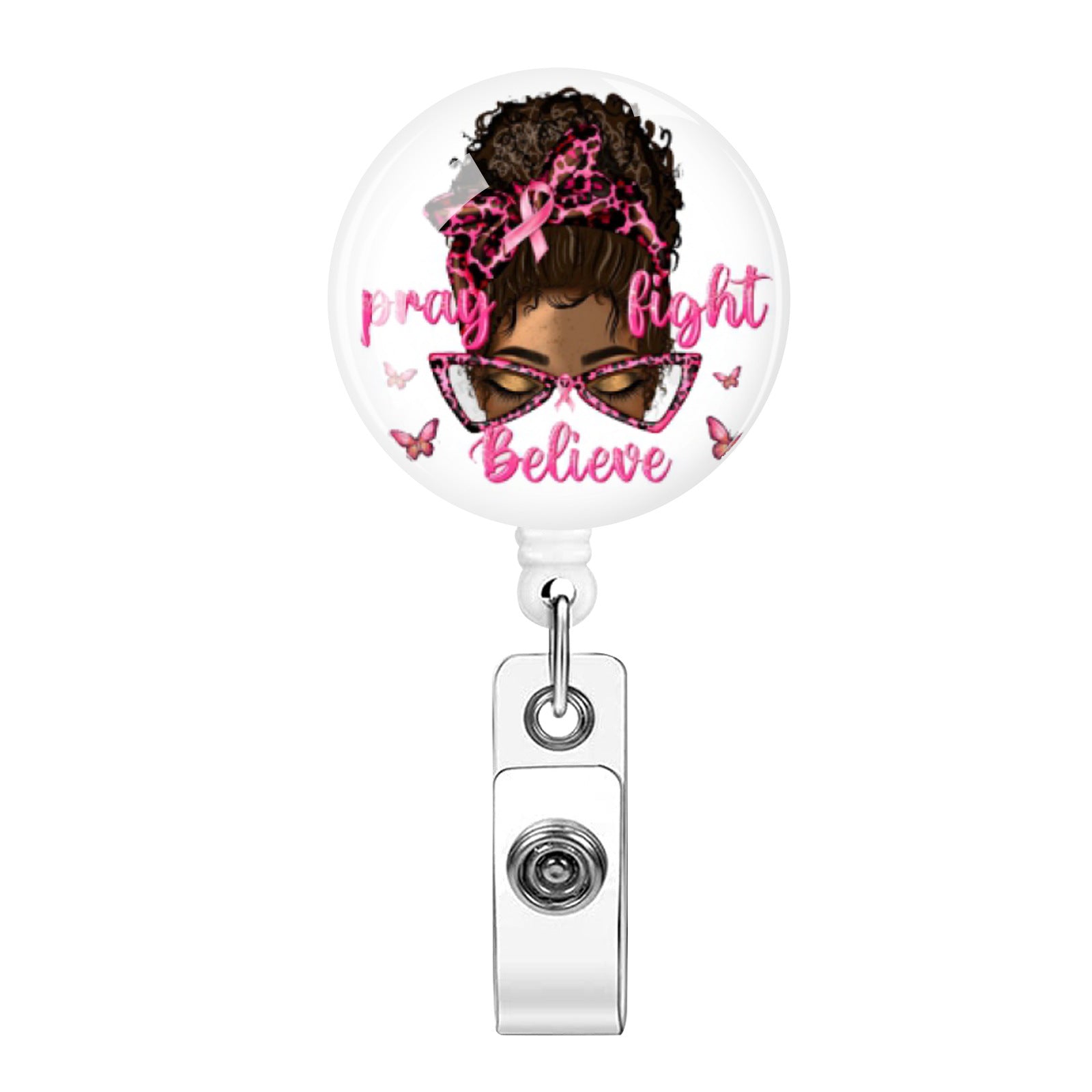 Wholesale Pink Ribbon Rainbow Retractable Keychain