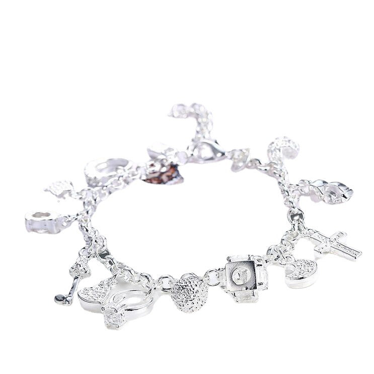 Wholesale 925 Silver Thirteen Pendant Bracelet