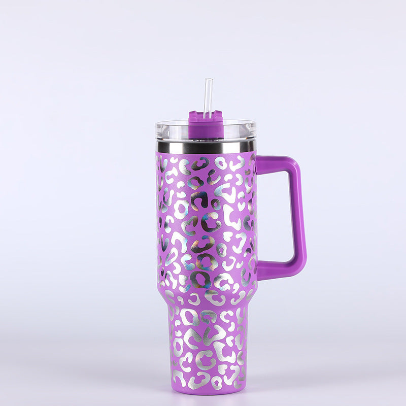 Wholesale Tumbler Ice Bullies Cup  Leopard Print Thermos Cup Straw Cup 40OZ Car Cup Ice Cup