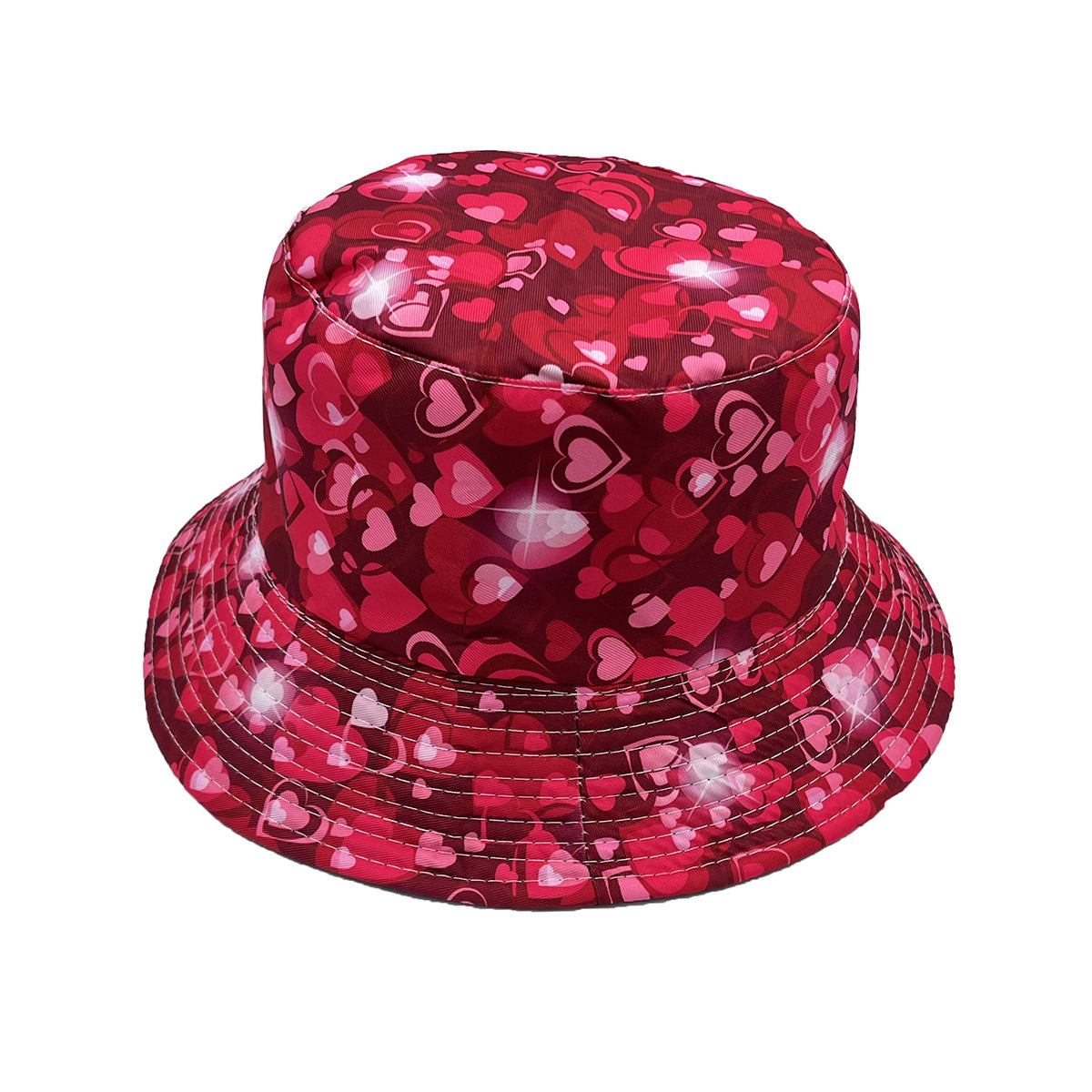 Wholesale Peach Heart Lip Printed Valentine's Day Polyester Fisherman Hat