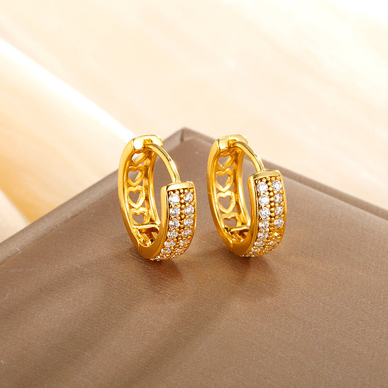 Wholesale Fashion Creative Geometric Personality Double Row Diamond Compact Alloy Earrings