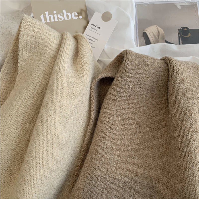 Wholesale Solid Color Soft Autumn and Winter Warm Knitted Scarf