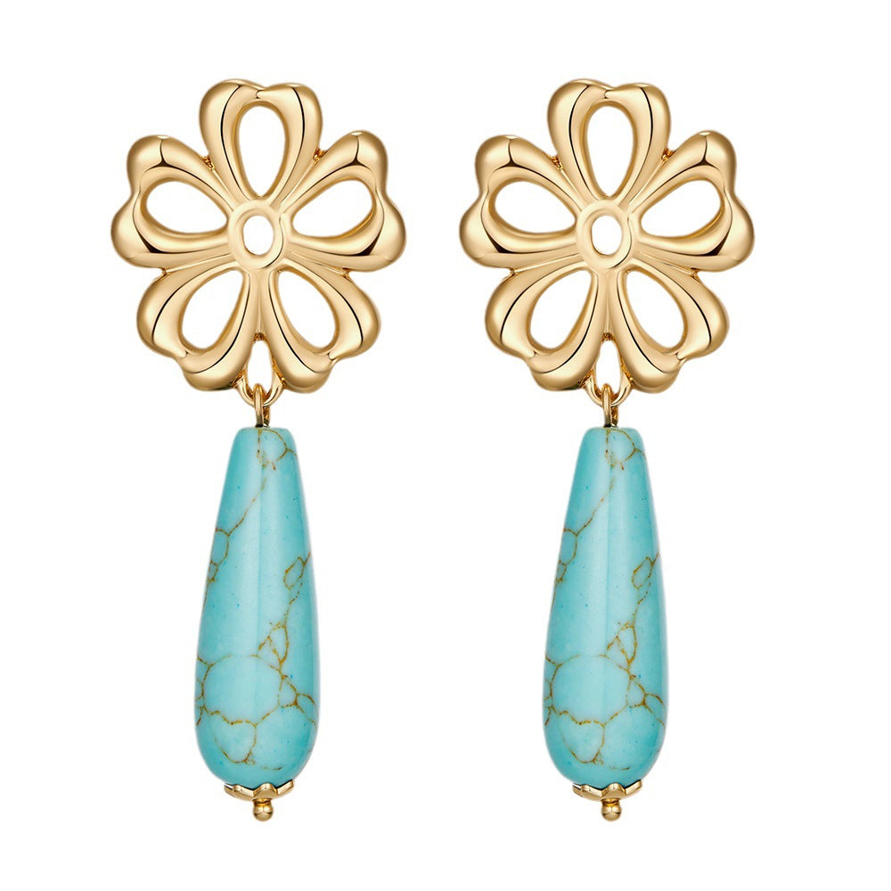 Wholesale Hollow out sunflower Crystal Earrings