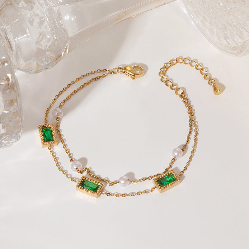 Wholesale Stainless Steel Women' s Rhinestone Bracelet
